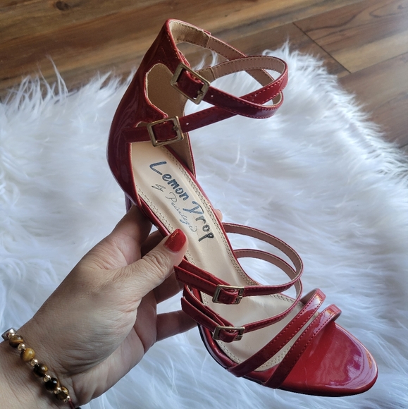 LEMON DROP BY PRIVILEGED Kumi Red Strappy Heels Size 7.5 - Picture 13 of 15